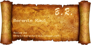 Berente Raul névjegykártya